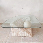 Дизайнерский журнальный стол в виде раковины с жемчужиной под прозрачной столешницей Fahin варинант исполнения - 1 | Loft Concept в Орле