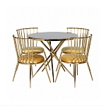 Обеденный стол с чёрной круглой столешницей на золотых ножках Rive Gauche Table варинант исполнения - 3 | Loft Concept в Орле