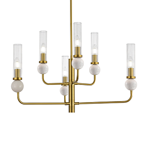 Люстра с 6-ю плафонами в форме стеклянных трубок и мраморных декоративных элементов Montreal