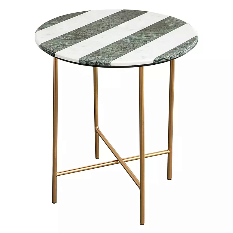 Столик приставной с круглой столешницей с полосатым узором Tabletops with Striped Pattern Серый Белый Столик приставной с круглой столешницей с полосатым узором Tabletops with Striped Pattern Серый Белый в Орле | Loft Concept