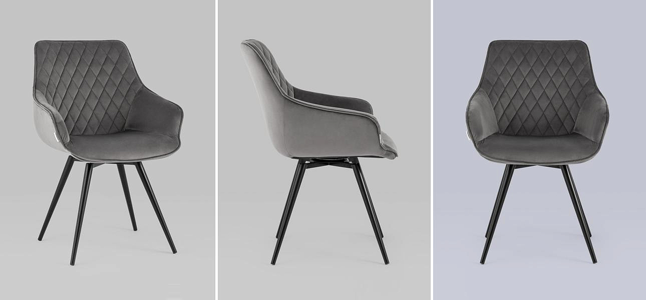 Вращающийся Стул Seoul Chair Серый Велюр Вращающийся Стул Seoul Chair Серый Велюр - Loft-Concept в Орле