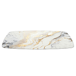 Обеденный стол с прямоугольной столешницей из стекла на черных металлических ножках White Marble варинант исполнения - 3 | Loft Concept в Орле