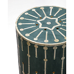 Приставной круглый столик с инкрустацией blue Mandika Bone Inlay  варинант исполнения - 1 | Loft Concept в Орле