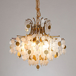 Люстра подвесная с белыми и золотыми круглыми подвесками Диаметр 70 см SHELL Chandelier варинант исполнения - 2 | Loft Concept в Орле