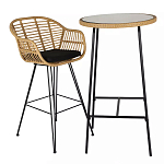 Барный столик с круглой плетеной столешницей Wicker Table Top варинант исполнения - 3 | Loft Concept в Орле