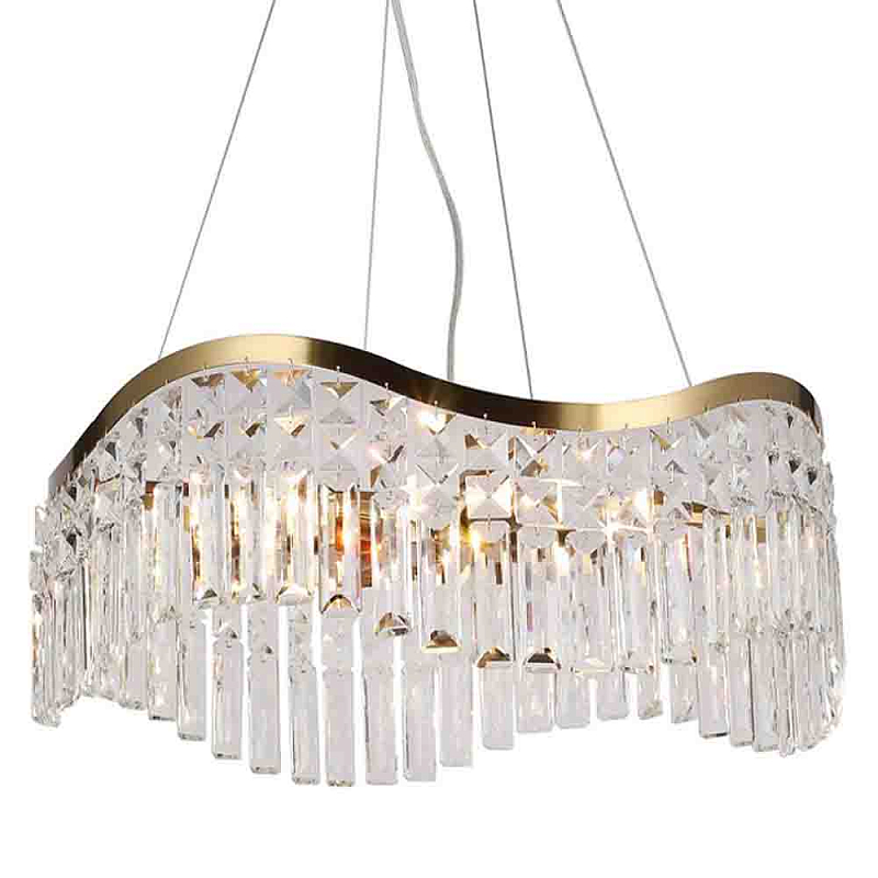 Люстра подвесная волнистой формы с хрустальными подвесками Ludivine Lighting Прозрачный Золотой Люстра подвесная волнистой формы с хрустальными подвесками Ludivine Lighting Прозрачный Золотой в Орле | Loft Concept