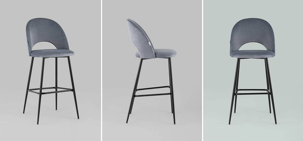 Барный Стул CLIFF Chair Серый Велюр Барный Стул CLIFF Chair Серый Велюр - Loft-Concept в Орле