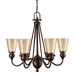 Люстра бронзового цвета с конусными плафонами из бежевого стекла Hinkley варинант исполнения - 1 | Loft Concept в Орле