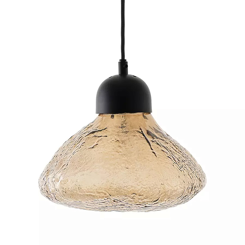 Подвесной светильник с янтарным фактурным плафоном Lamp with Frozen Glass Effect Янтарный Черный Подвесной светильник с янтарным фактурным плафоном Lamp with Frozen Glass Effect Янтарный Черный в Орле | Loft Concept