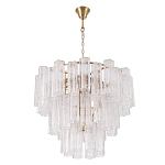 Люстра круглая многоярусная с прозрачными подвесками из стекла Hexagon Tube Light варинант исполнения - 2 | Loft Concept в Орле