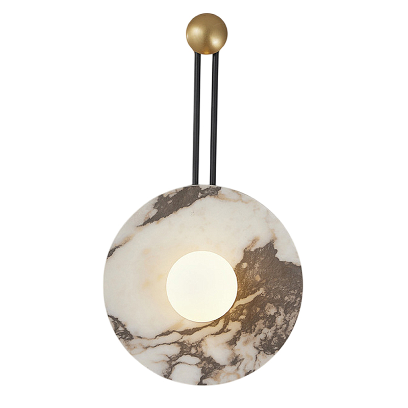 Бра круглое с каменным основанием и плафоном из стекла в форме шара Shaw Marble Lighting Белый Серый Бежевый Черно-белый Бра круглое с каменным основанием и плафоном из стекла в форме шара Shaw Marble Lighting Белый Серый Бежевый Черно-белый в Орле | Loft Concept