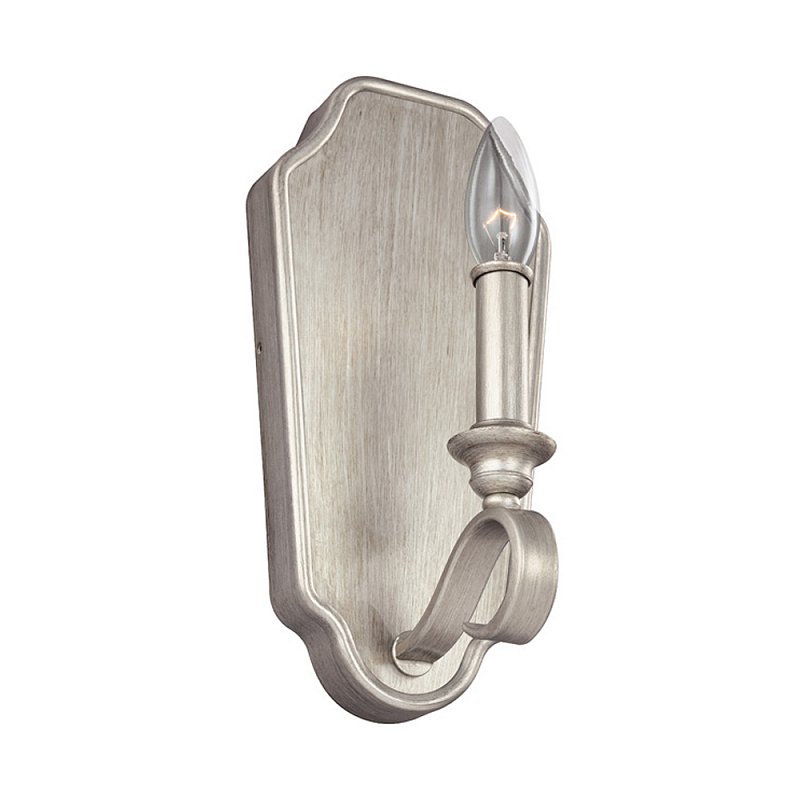 Бра серебрянного цвета с лампой в виде свечи на изогнутой ножке Feiss Серебряный в Орле | Loft Concept 