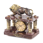 Часы настольные из креноида и бронзы с декором в виде льва Lion Stone Clock варинант исполнения - 3 | Loft Concept в Орле