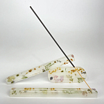 Подставка под благовония из эпоксидной смолы с цветами белая Epoxy Resin Flowers Incense Oval Stand White варинант исполнения - 4 | Loft Concept в Орле