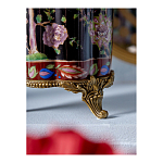 Ваза из фарфора черная с цветочной росписью и бронзовой стрекозой Spring Garden варинант исполнения - 7 | Loft Concept в Орле