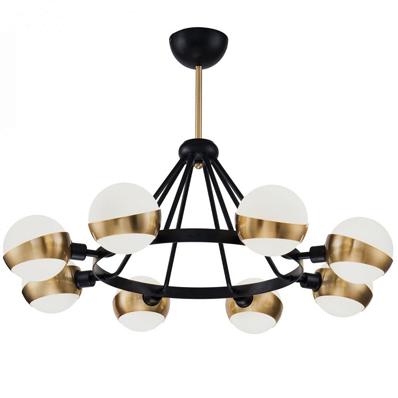 Люстра Hold Ball Brass Chandelier 8 Черный Белый Латунь Люстра Hold Ball Brass Chandelier 8 Черный Белый Латунь в Орле | Loft Concept