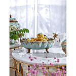 Чаша из голубого фарфора на бронзовых ножках с рисунком цветов и фигурками стрекоз Blue Garden варинант исполнения - 2 | Loft Concept в Орле