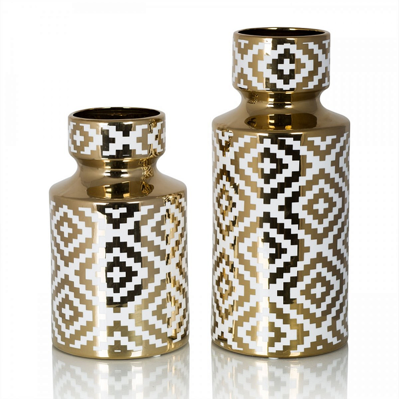 Ваза из керамики Gold Deco Белый Глянцевое золото Ваза из керамики Gold Deco Белый Глянцевое золото в Орле | Loft Concept
