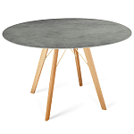 Стол обеденный с серой овальной столешницей из керамики на четырех деревянных ножках Gray Ceramics варинант исполнения - 6 | Loft Concept в Орле