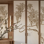 Обои с вышивкой ручной работы Deco Wisteria ﻿Midas colourway on Liso Pearl wool sateen варинант исполнения - 3 | Loft Concept в Орле