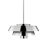 Подвесной светильник с широким многоярусным металлическим плафоном цвета никель в современном стиле Feiss варинант исполнения - 1 | Loft Concept в Орле