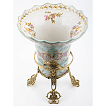 Ваза из голубого фарфора с рисунком птиц и цветов и декоративными элементами Blue Garden варинант исполнения - 3 | Loft Concept в Орле