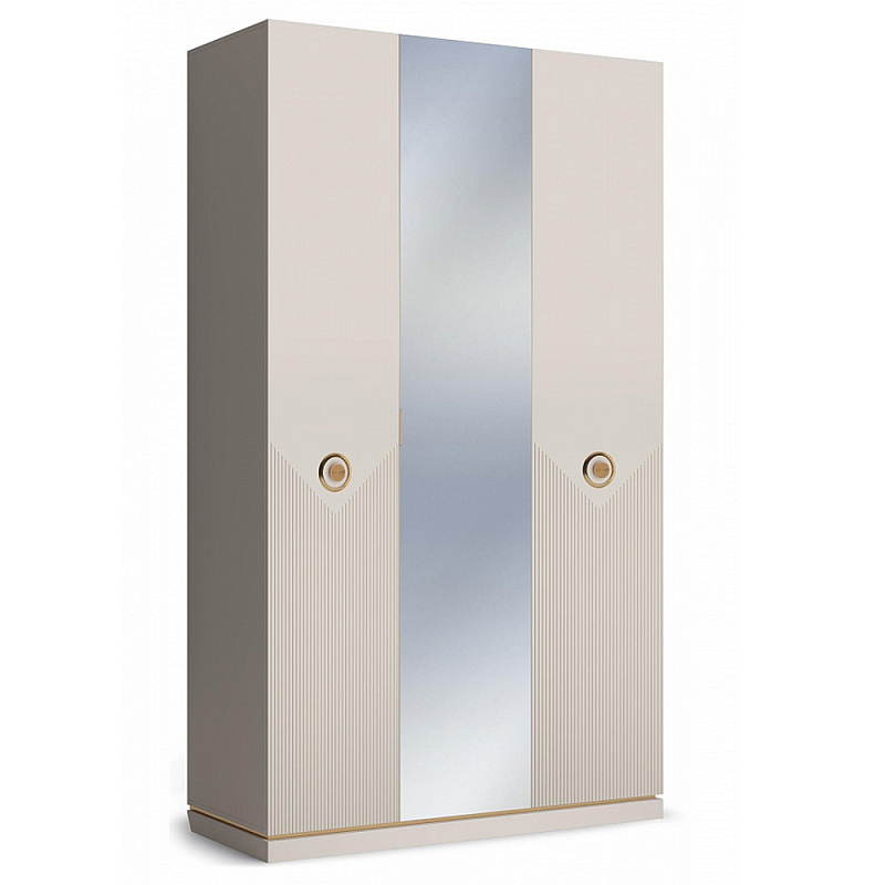 Шкаф трёхдверный с 1-ой зеркальной дверью Satin Furniture Бежево-серый Шкаф трёхдверный с 1-ой зеркальной дверью Satin Furniture Бежево-серый в Орле | Loft Concept