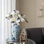 Ваза с крышкой и зелено-голубым рисунком на белом фоне 51 см Blue & White Ornament варинант исполнения - 5 | Loft Concept в Орле