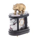 Часы настольные бронзовые с декором в виде медведя Bear Stone Clock варинант исполнения - 3 | Loft Concept в Орле