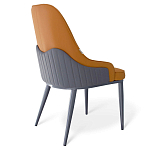 Стул оранжевый с высокой спинкой из искуственной кожи на серых металлических ножках Enigma Orange варинант исполнения - 2 | Loft Concept в Орле