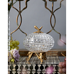 Конфетница прозрачная стеклянная на бронзовых ножках в виде морских коньков с крышкой в виде ракушки Eden Garden варинант исполнения - 3 | Loft Concept в Орле