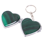 Зеркало брелок складное двухстороннее в форме сердца из натурального камня Малахит Stone Mirrors варинант исполнения - 2 | Loft Concept в Орле