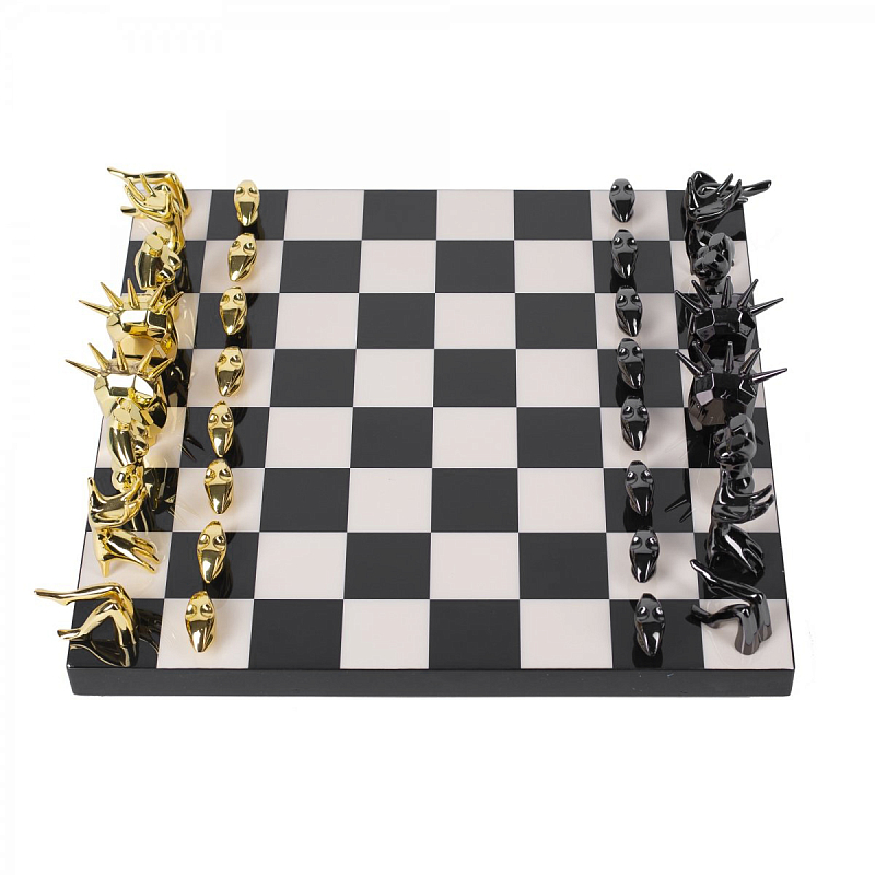 Шахматы Kelly Wearstler Dichotomy Chess Set Черный Белый Глянцевое золото Шахматы Kelly Wearstler Dichotomy Chess Set Черный Белый Глянцевое золото в Орле | Loft Concept