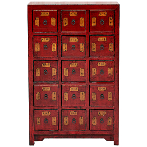 Комод в китайском стиле с маленькими выдвижными ящиками Red Chest of Drawers Red