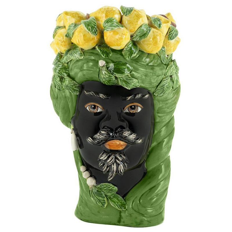 Ваза Vase Lemon Head Man Green Big Черный Желтый Зеленый Ваза Vase Lemon Head Man Green Big Черный Желтый Зеленый в Орле | Loft Concept