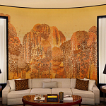 Обои ручная роспись в стиле Арт-деко Hippolyta’s Forest Colourway 263 on Deep Rich Gold gilded paper варинант исполнения - 1 | Loft Concept в Орле