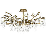 Потолочная люстра в виде ветвей деревьев золотого цвета с прозрачными подвесками-каплями Droplet Chandelier варинант исполнения - 1 | Loft Concept в Орле