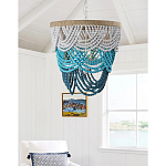Круглая многоярусная люстра с подвесками в виде круглых бусин Wooden Beads Turquoise Chandelier варинант исполнения - 2 | Loft Concept в Орле