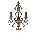 Люстра с подвесками из прозрачного стекла на кованом каркасе бронзового цвета в классическом стиле Quoizel варинант исполнения - 11 | Loft Concept в Орле