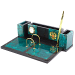 Настольный письменный набор из змеевика с часами и календарницей Successful Leader варинант исполнения - 2 | Loft Concept в Орле