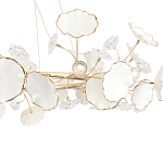 Люстра круглая с белыми лепестками из керамики и прозрачными хрустальными цветками Диаметр 82 см Wintery flovers варинант исполнения - 4 | Loft Concept в Орле