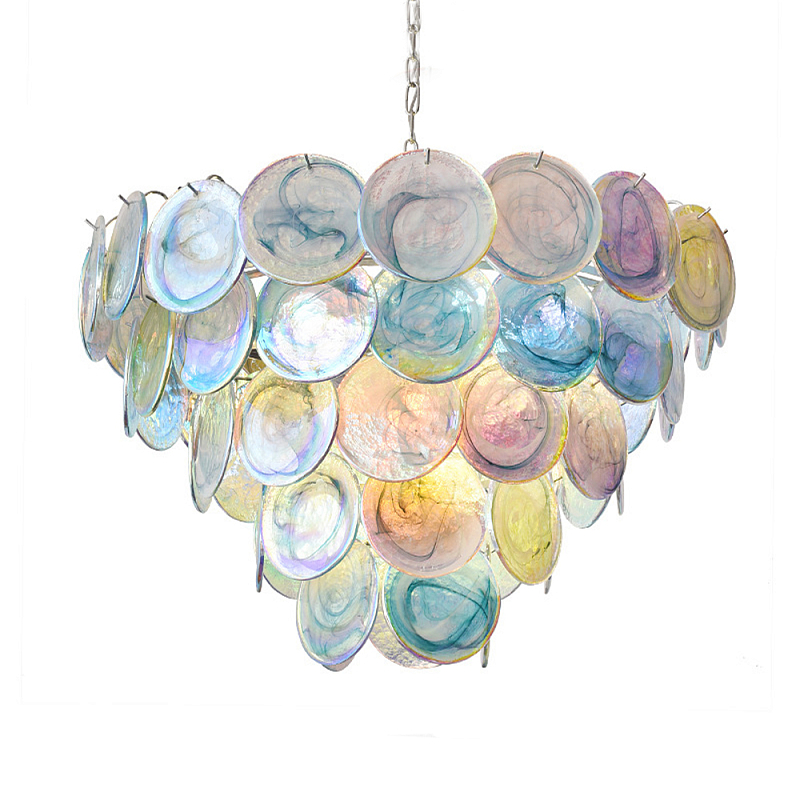 Люстра с каскадом из круглых разноцветных стеклянных дисков Mother of Pearl Iridescence Мульти Хром Люстра с каскадом из круглых разноцветных стеклянных дисков Mother of Pearl Iridescence Мульти Хром в Орле | Loft Concept