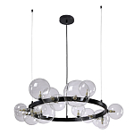 Люстра круглая подвесная с 15-ю прозрачными шарообразными плафонами из стекла Iona chandelier варинант исполнения - 6 | Loft Concept в Орле