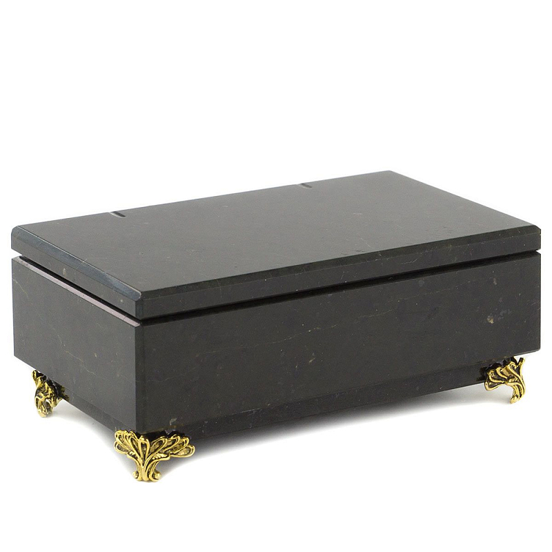 Шкатулка из натурального камня змеевик чёрного цвета Stone Casket Черный Золотой Шкатулка из натурального камня змеевик чёрного цвета Stone Casket Черный Золотой в Орле | Loft Concept