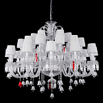 Люстра многоярусная с 30-ю белыми текстильными абажурами и хрустальными подвесками Lustre Reverie варинант исполнения - 1 | Loft Concept в Орле