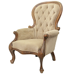 Кресло с мягкой обивкой из светло-коричневого велюра на 4-х деревянных ножках Evelyn Classical Armchair варинант исполнения - 3 | Loft Concept в Орле