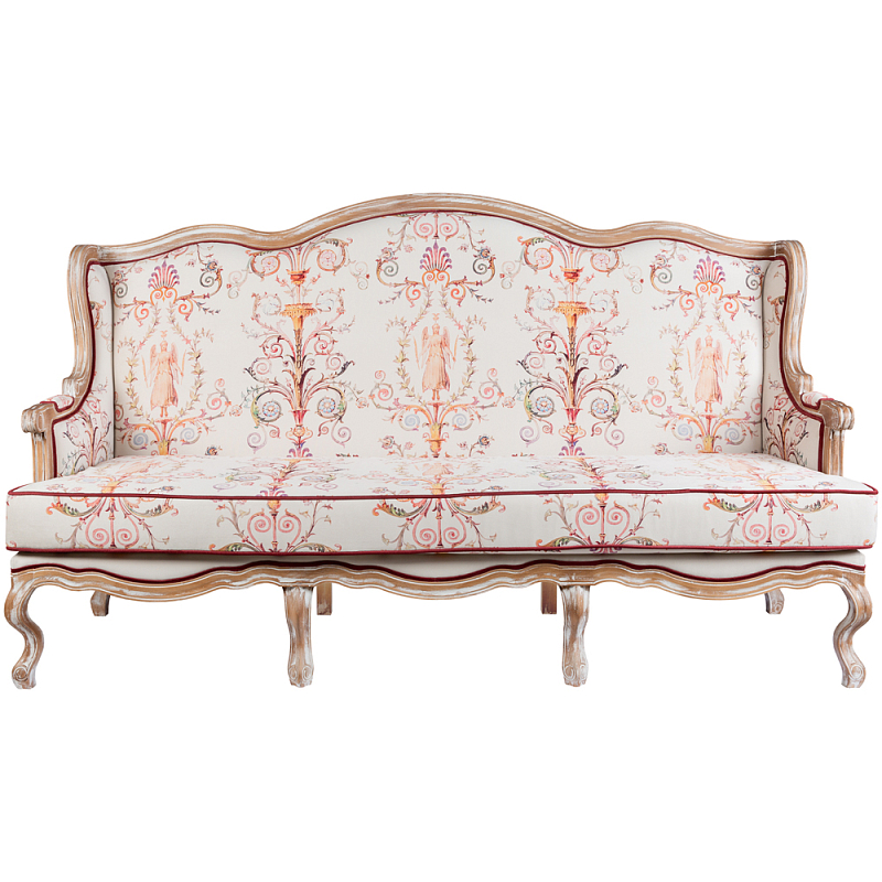 Трехместный диван из массива бука бежевый с растительным орнаментом Raffael Renaissance Beige Sofa Бежевый Мульти Трехместный диван из массива бука бежевый с растительным орнаментом Raffael Renaissance Beige Sofa Бежевый Мульти в Орле | Loft Concept