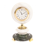 Часы настольные бронзовые из натуральных камней Мрамор и Змеевик Stone Clock варинант исполнения - 7 | Loft Concept в Орле