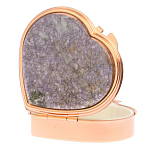 Таблетница карманная в форме сердца с 3-мя отделениями с зеркалом и накладкой из натурального камня Лепидолит Red Gold Stone Pillboxes варинант исполнения - 2 | Loft Concept в Орле
