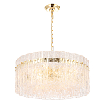 Люстра подвесная круглая с прозрачными рельефными стеклянными вставками и золотым основанием Textured Glass Chandelier варинант исполнения - 3 | Loft Concept в Орле